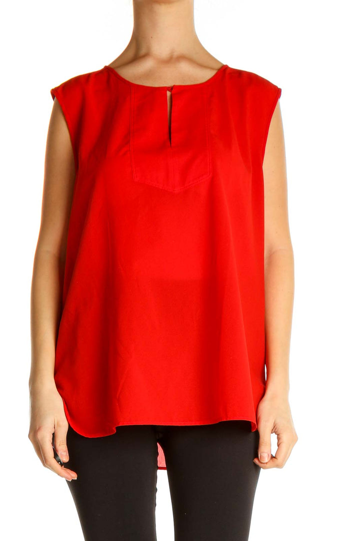 Red Solid Casual Blouse