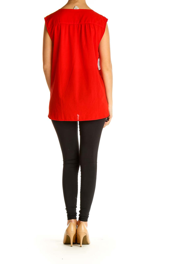 Red Solid Casual Blouse