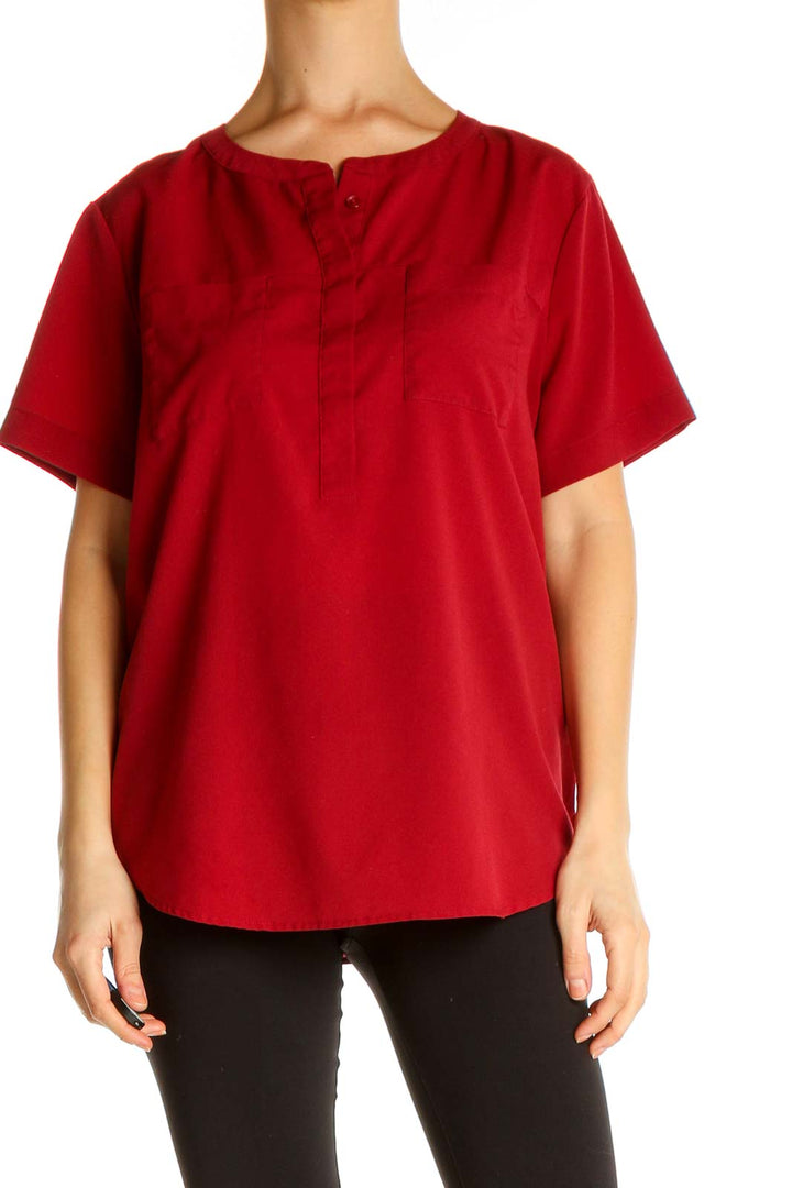 Red Solid All Day Wear Blouse