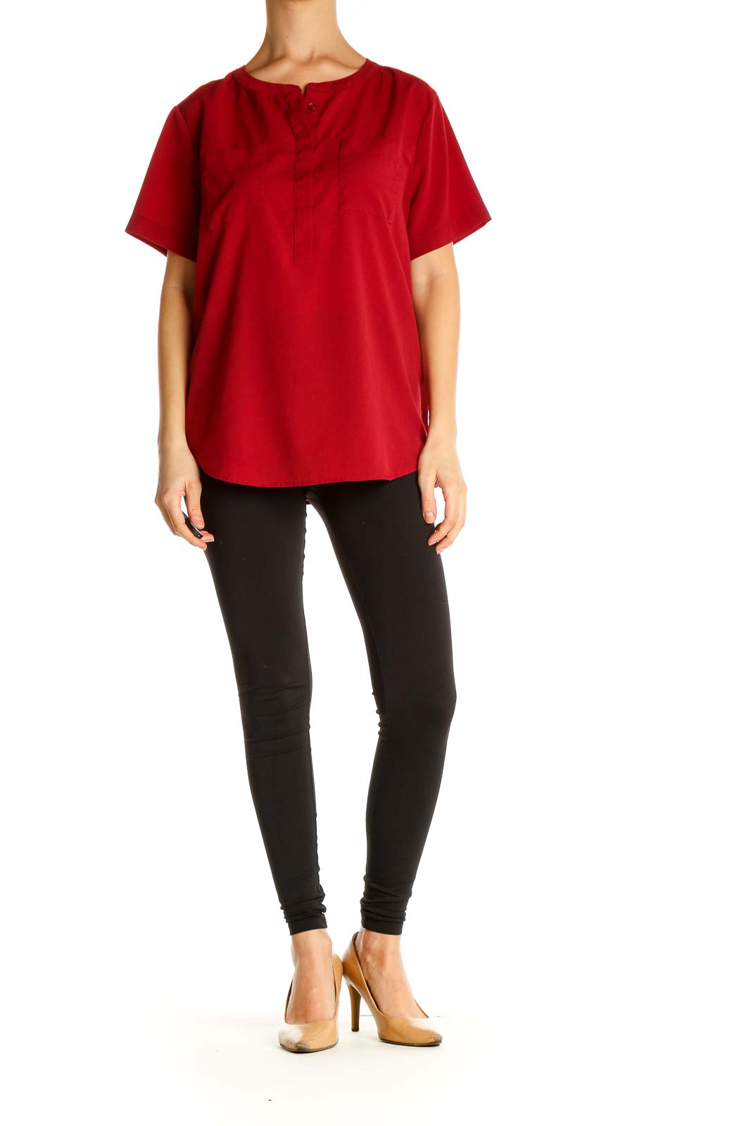 Red Solid All Day Wear Blouse