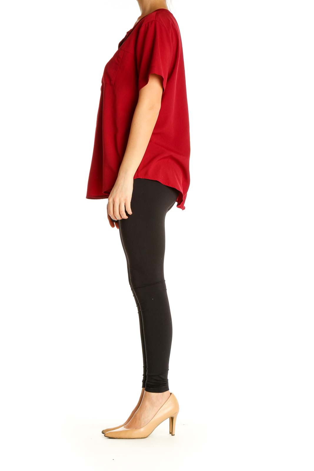 Red Solid All Day Wear Blouse