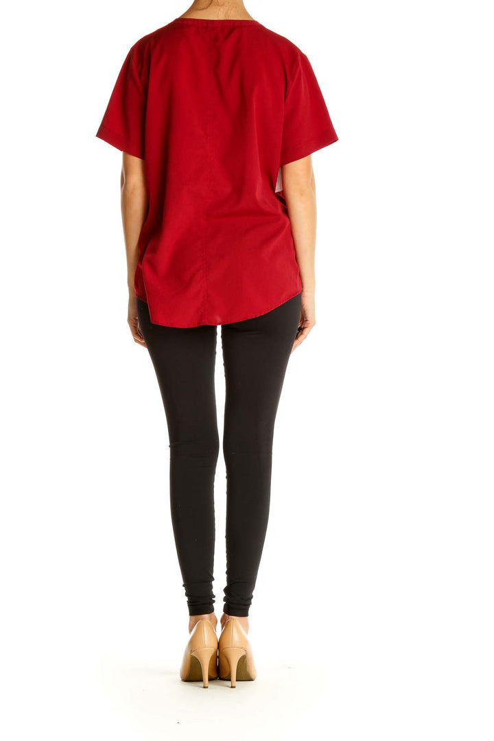 Red Solid All Day Wear Blouse