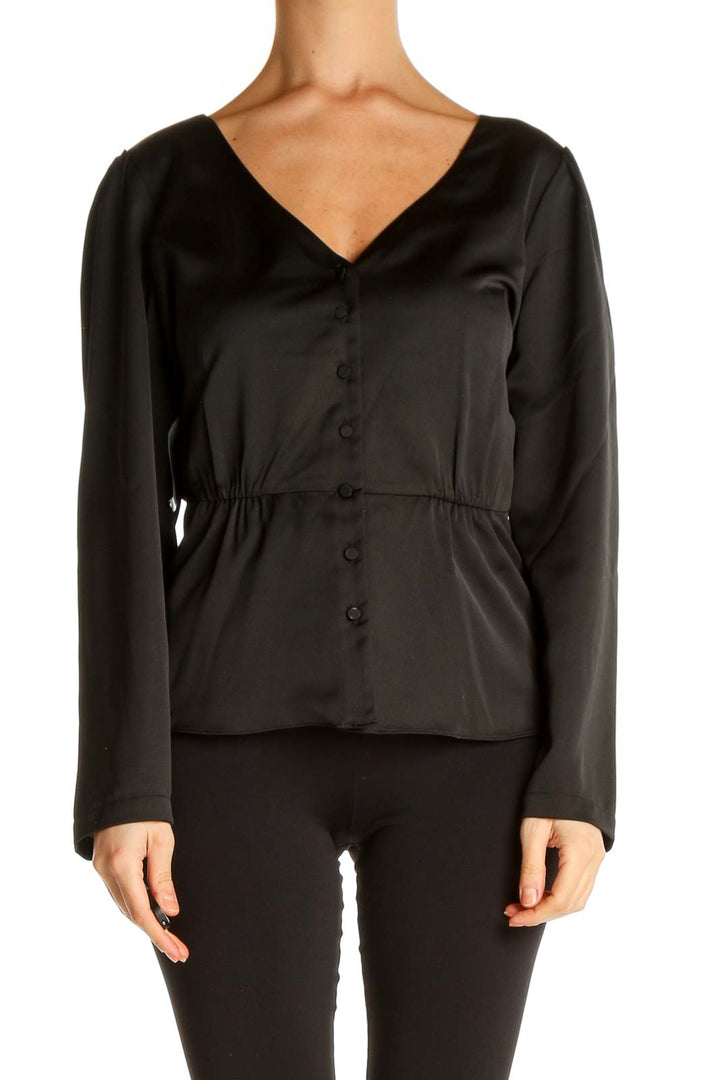 Black Solid Brunch Blouse