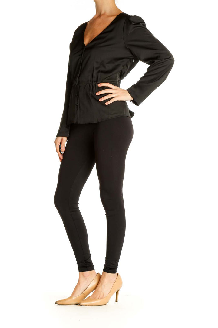 Black Solid Brunch Blouse