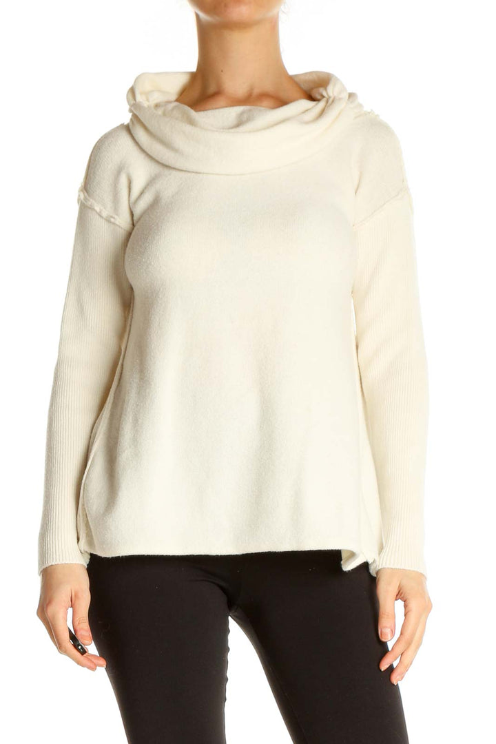 Beige Solid Classic Sweater