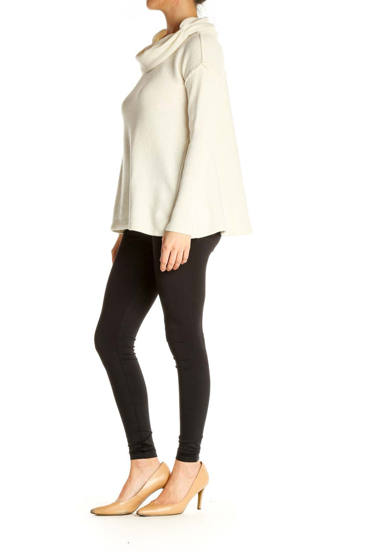 Beige Solid Classic Sweater