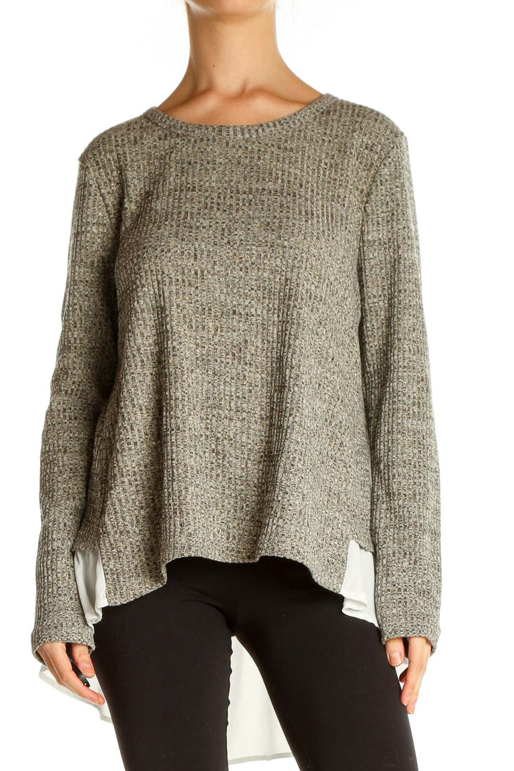 Gray Textured All Day Wear Sweater