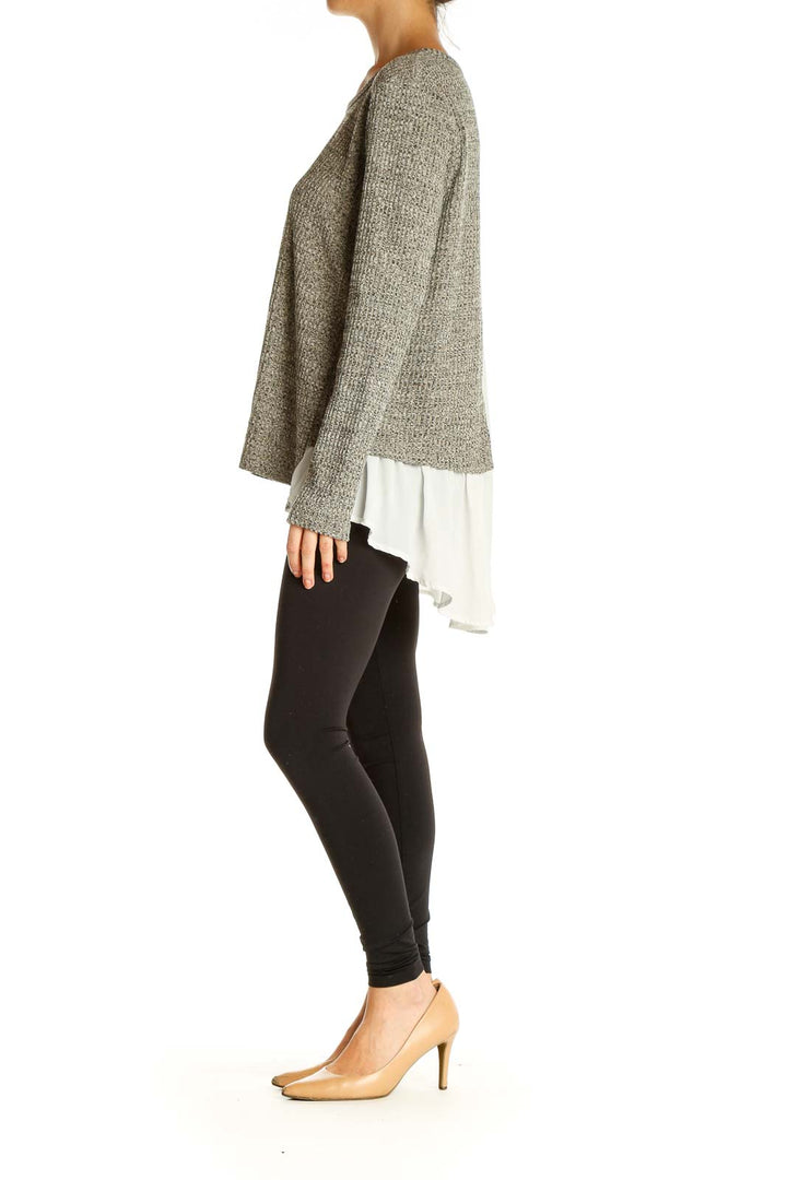 Gray Textured All Day Wear Sweater