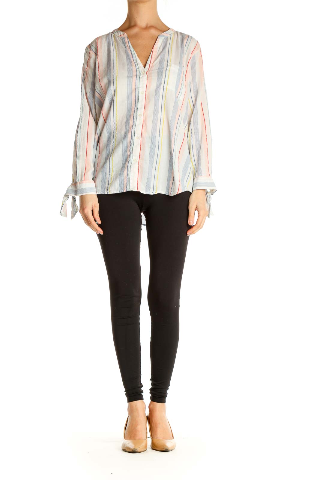 White Striped All Day Wear Blouse