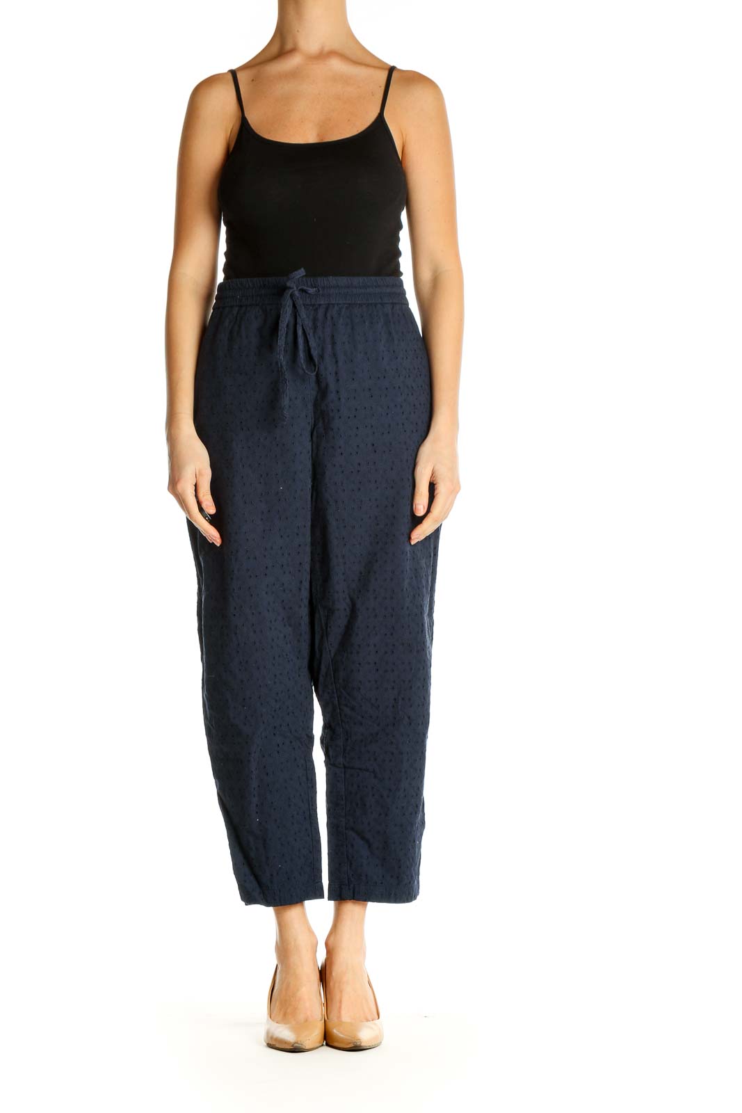 Blue Solid Casual Trousers