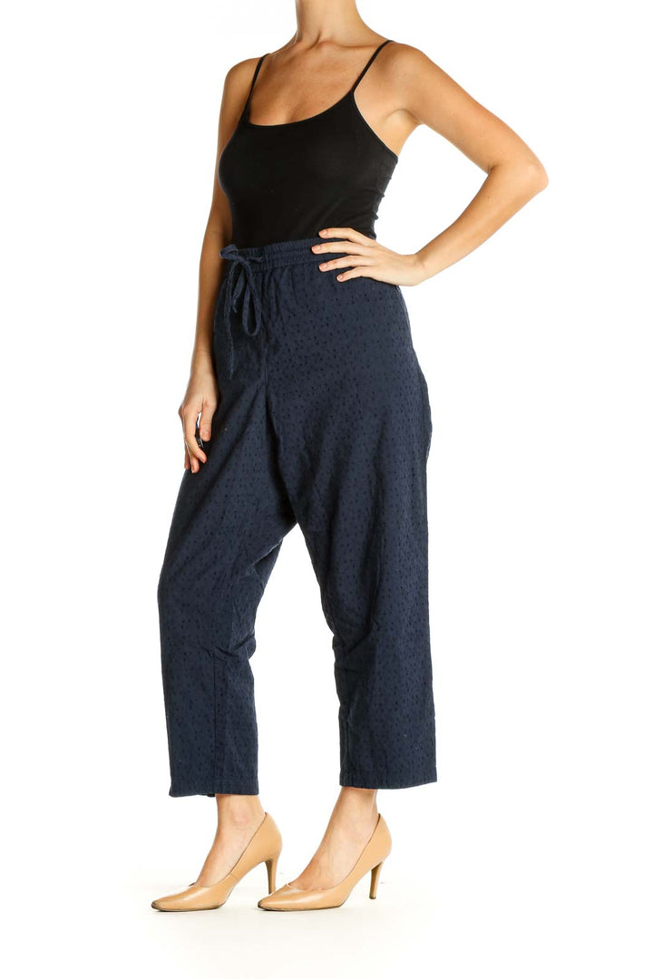 Blue Solid Casual Trousers