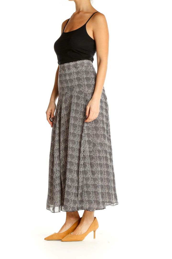 Gray Printed Bohemian Flared Skirt