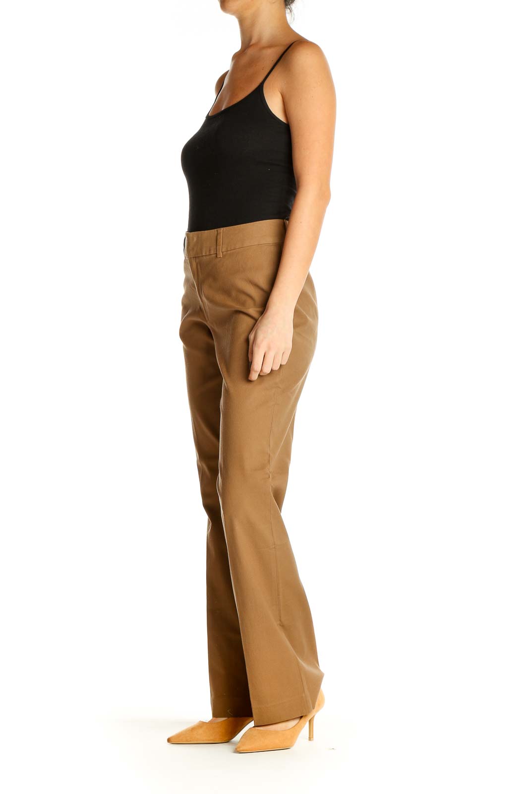 Brown Solid Casual Trousers