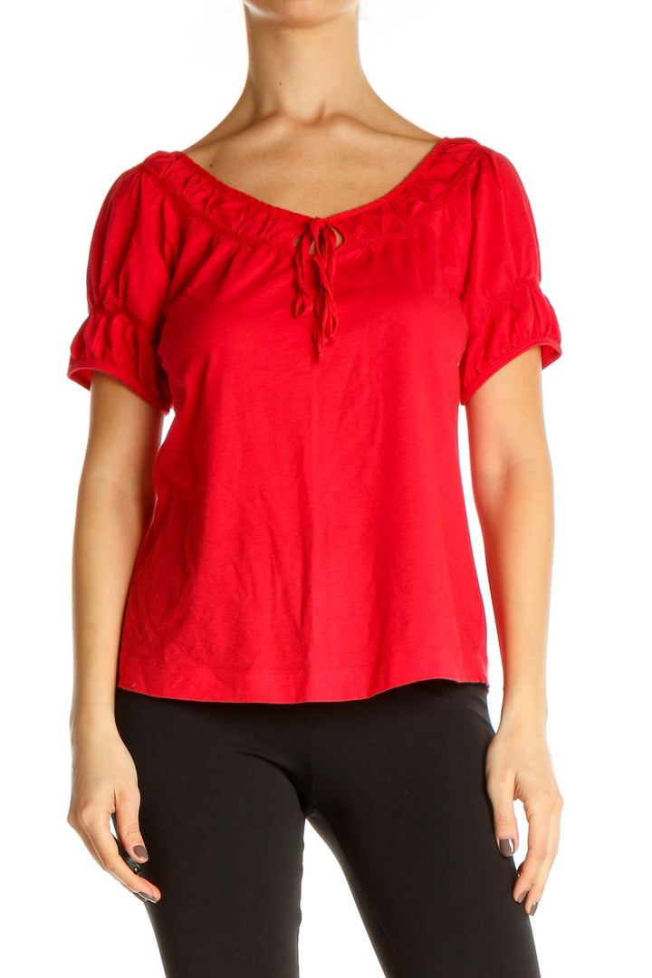 Red Solid All Day Wear Blouse