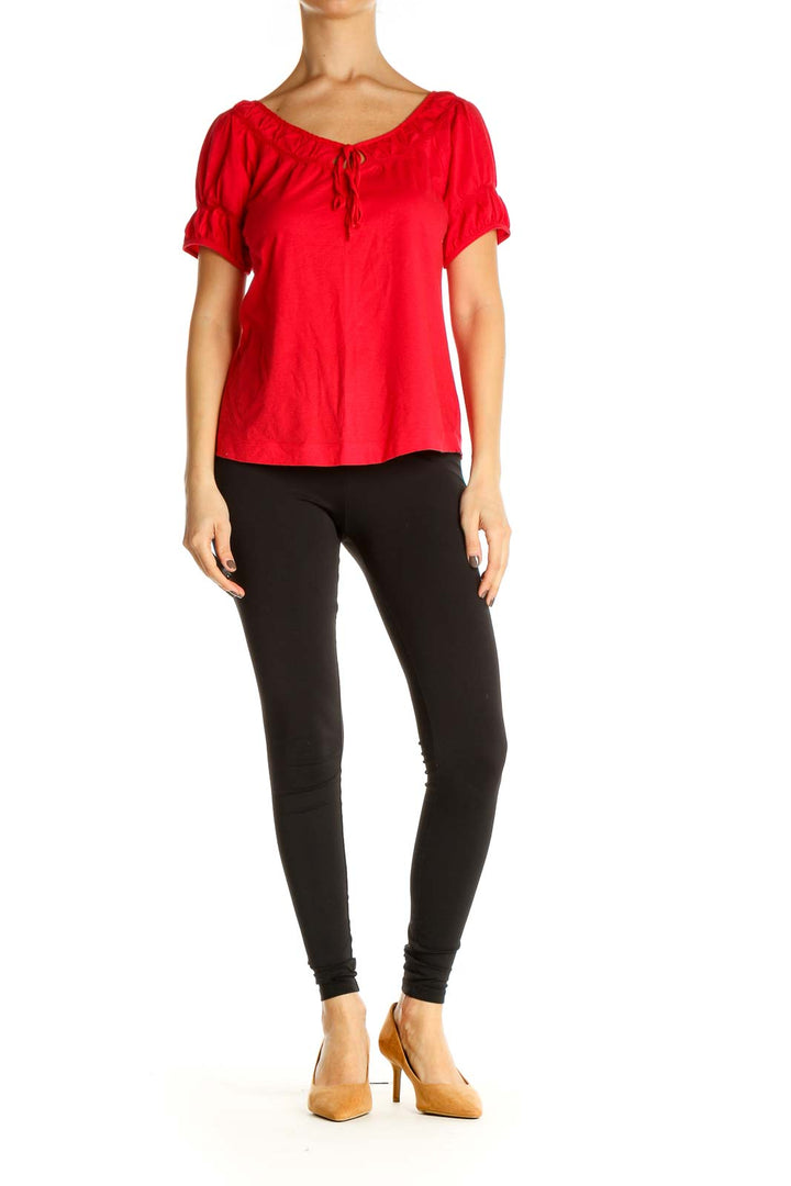 Red Solid All Day Wear Blouse