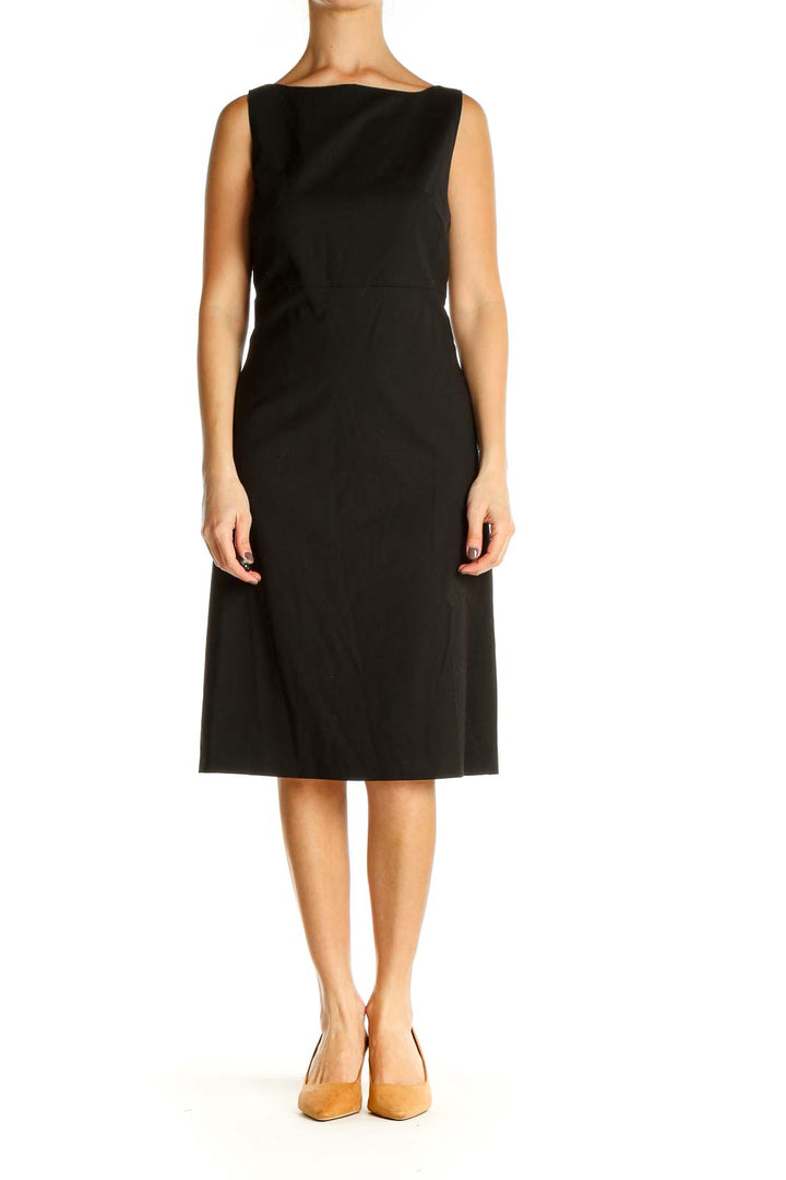 Black Solid Classic Sheath Dress