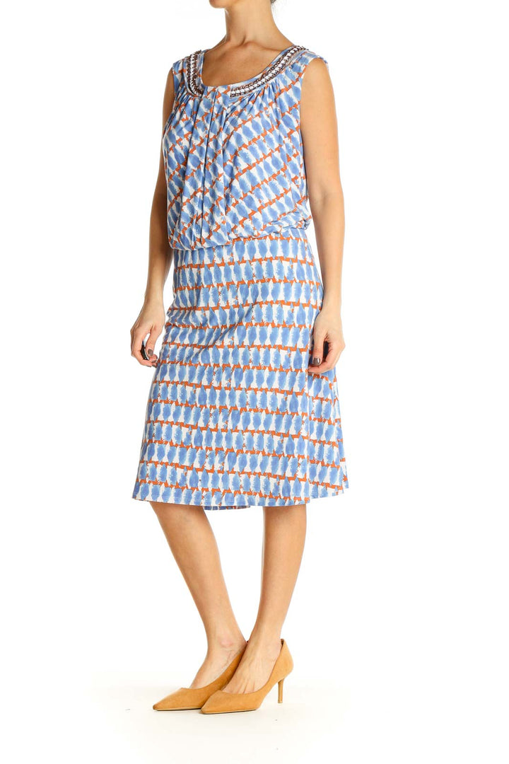 Blue Checkered Day Shift Dress