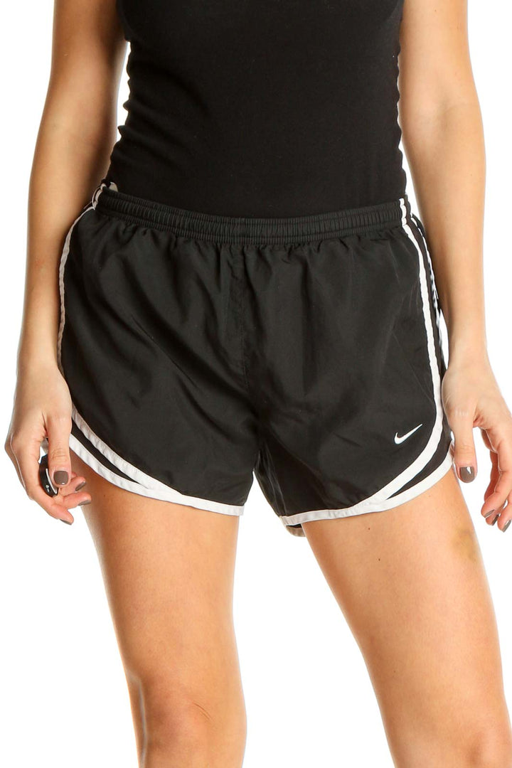 Black Solid Activewear Shorts