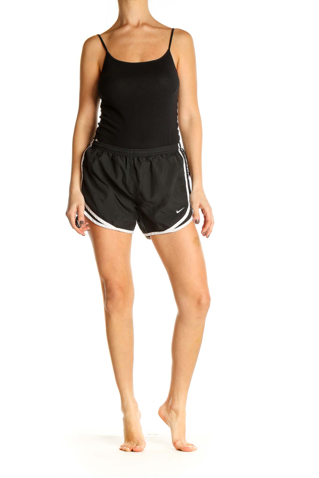 Black Solid Activewear Shorts