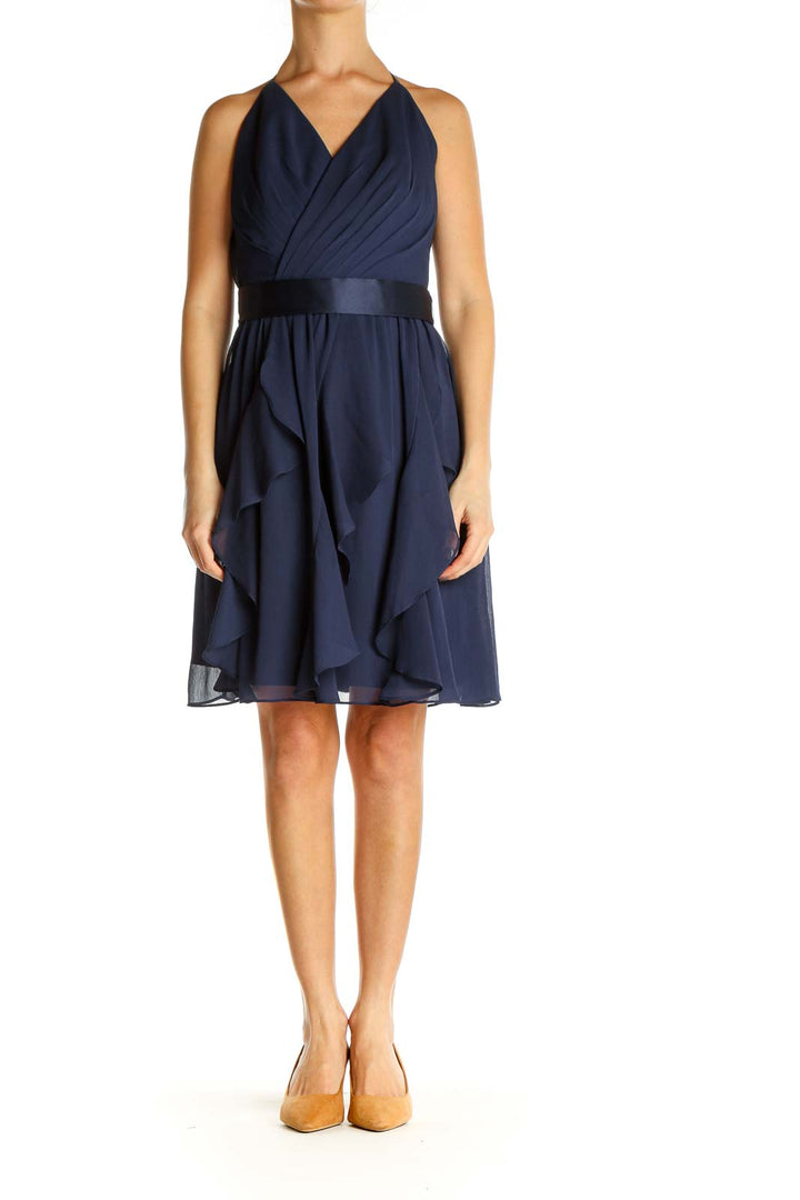 Blue Solid Day Fit & Flare Dress