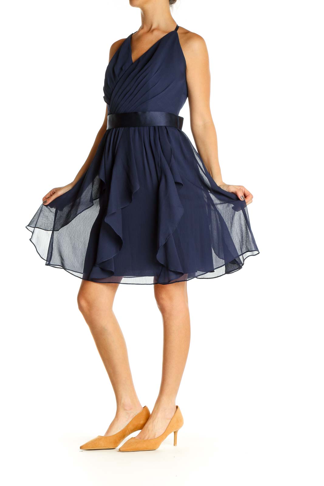 Blue Solid Day Fit & Flare Dress