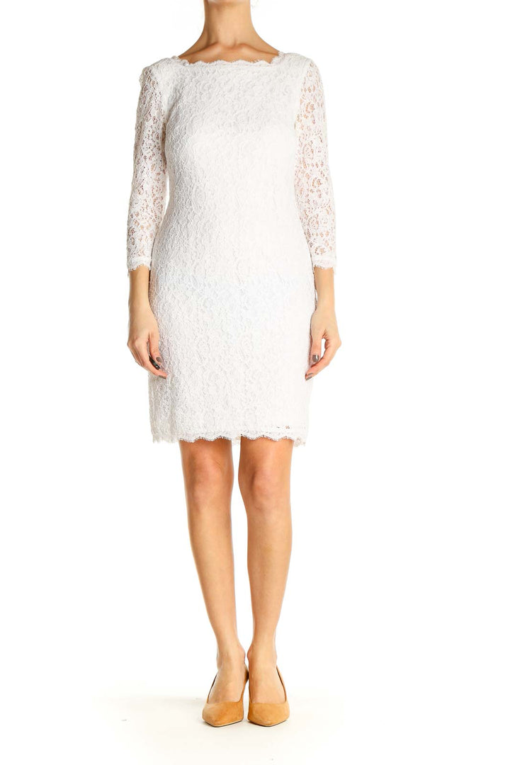 White Lace Classic Sheath Dress