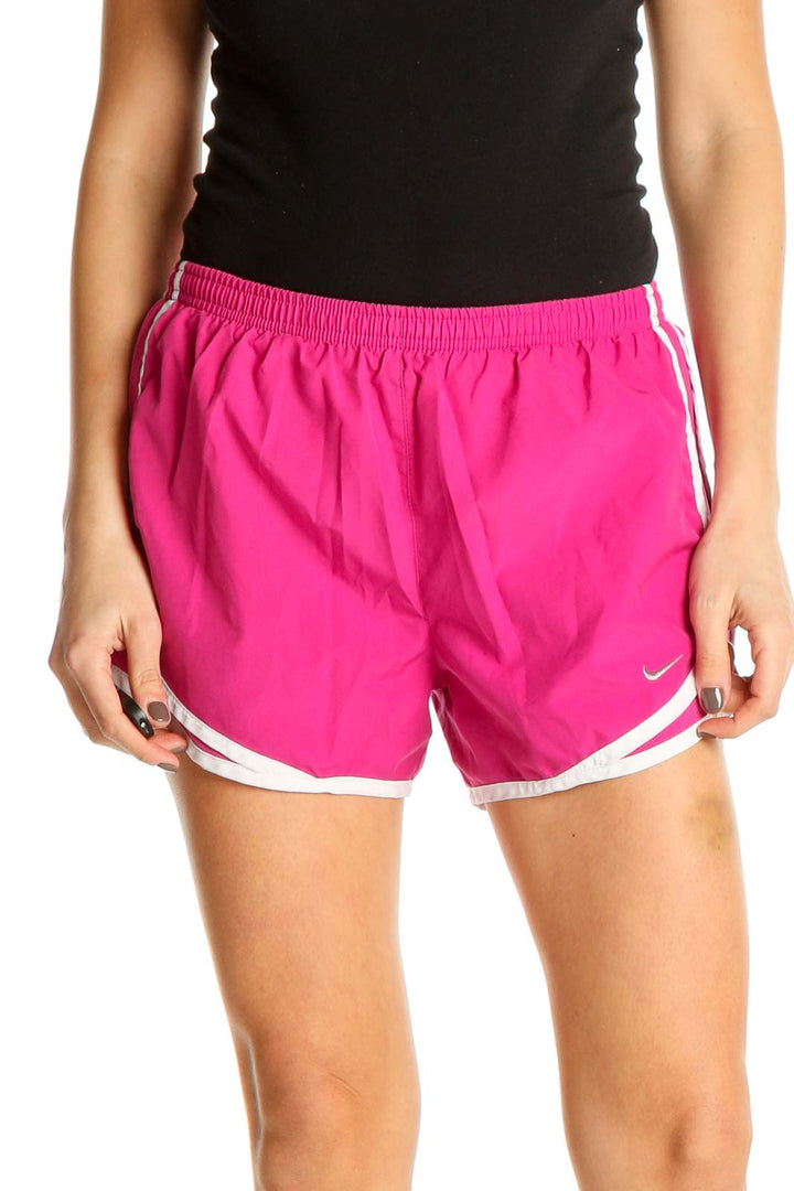 Pink Solid Activewear Shorts