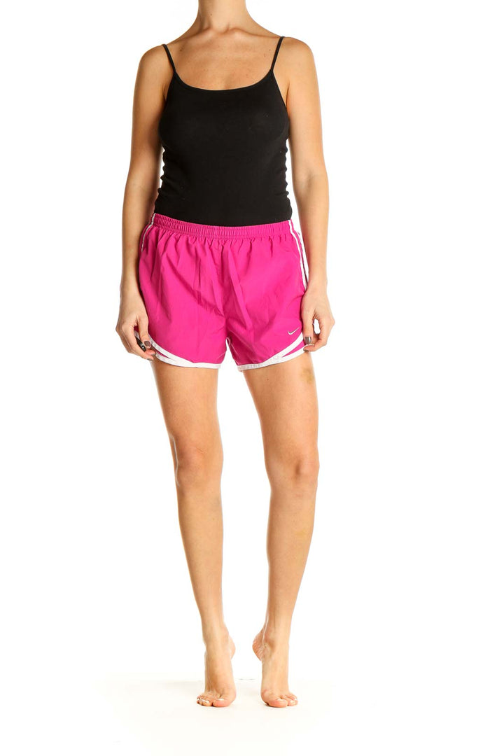 Pink Solid Activewear Shorts