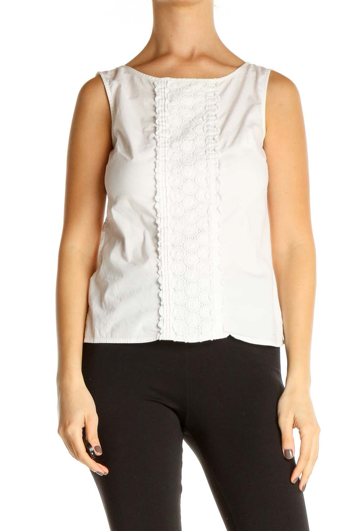 White Solid Brunch Blouse