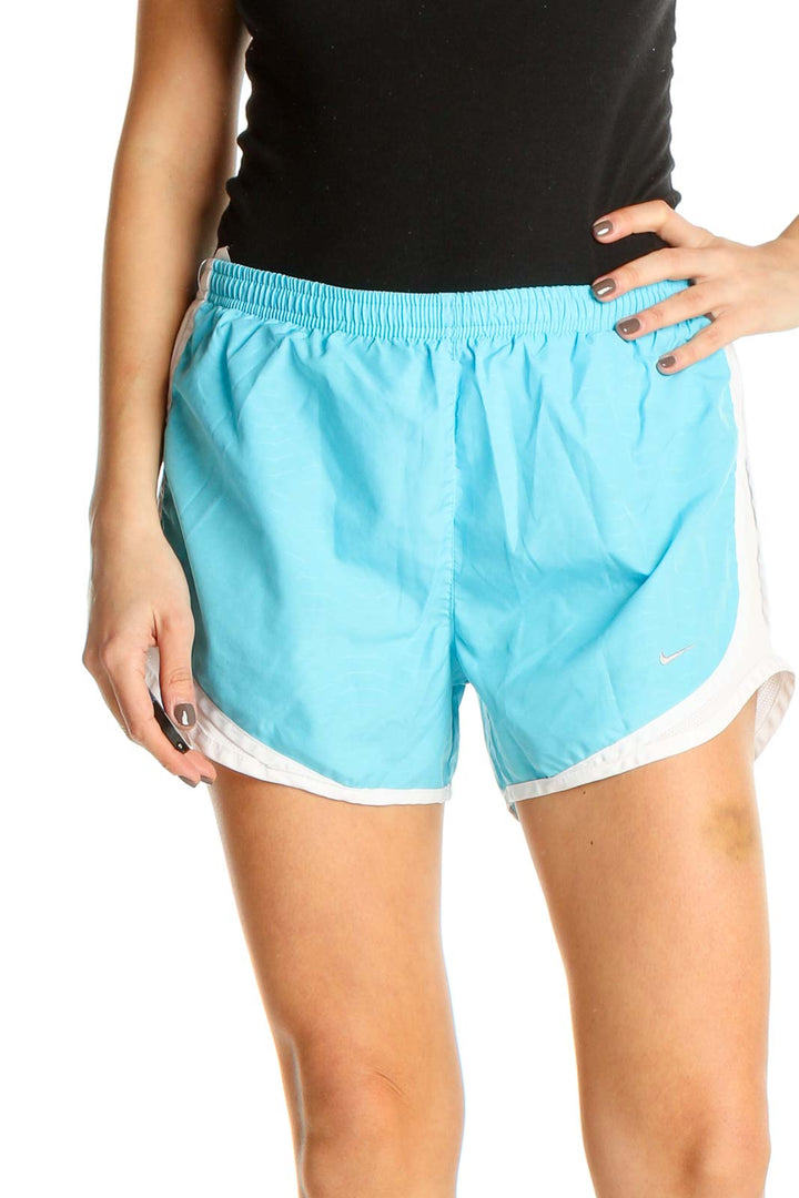 Blue Solid Activewear Shorts