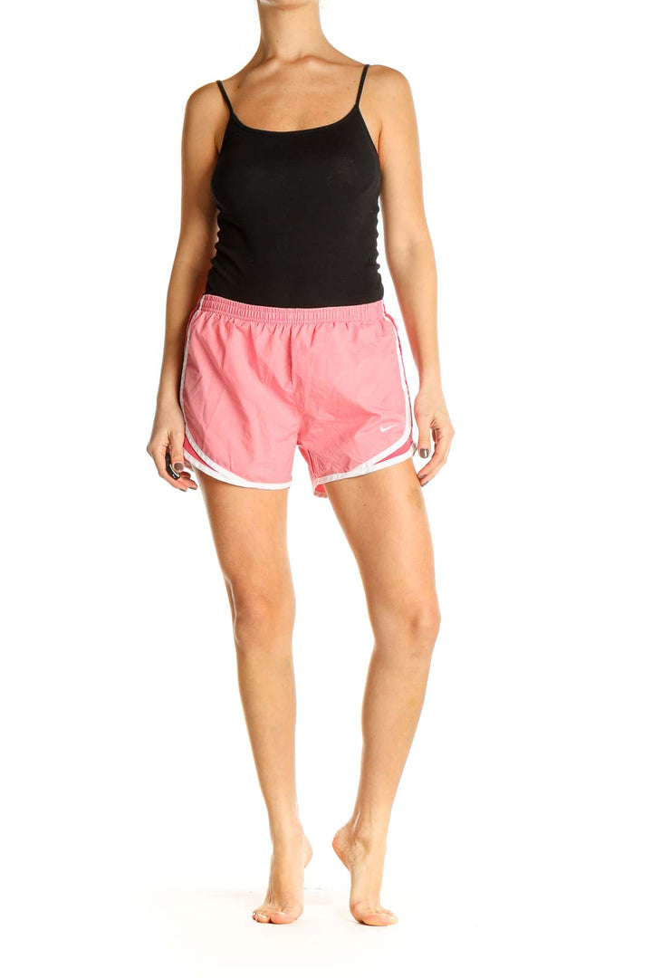 Pink Solid Activewear Shorts