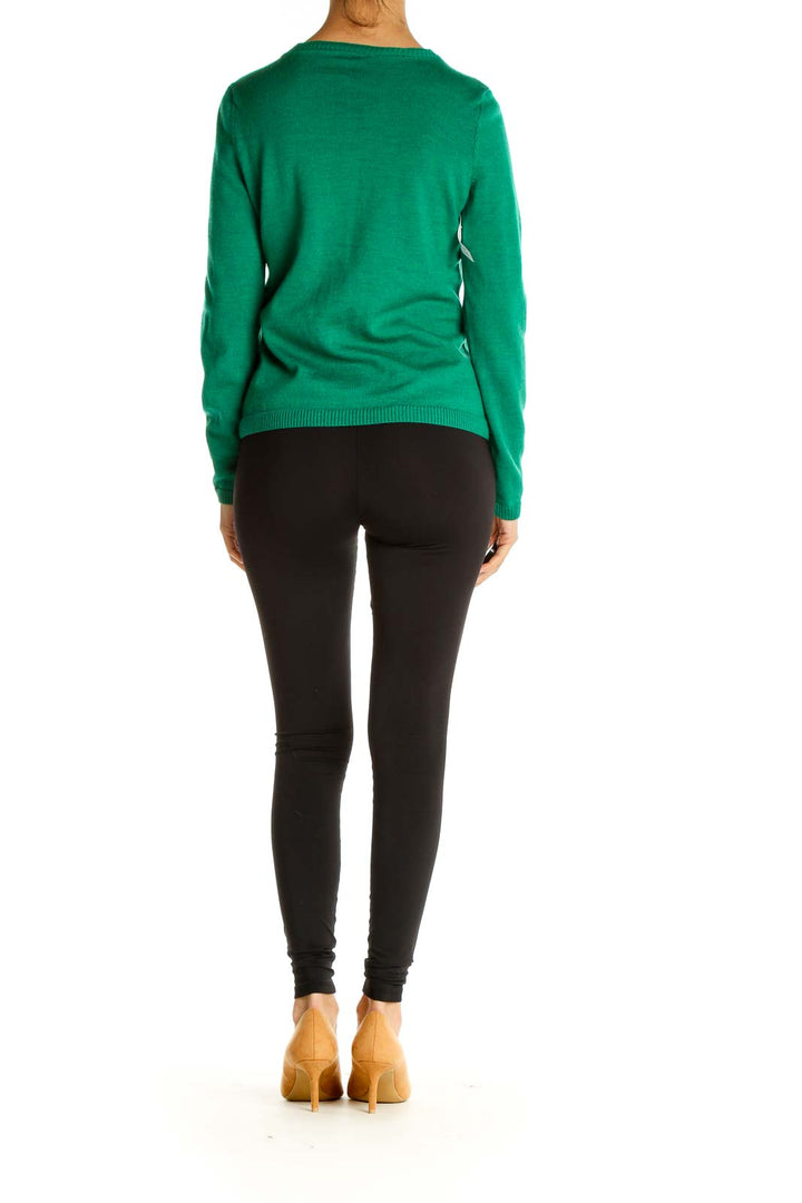 Green Solid All Day Wear Sweater