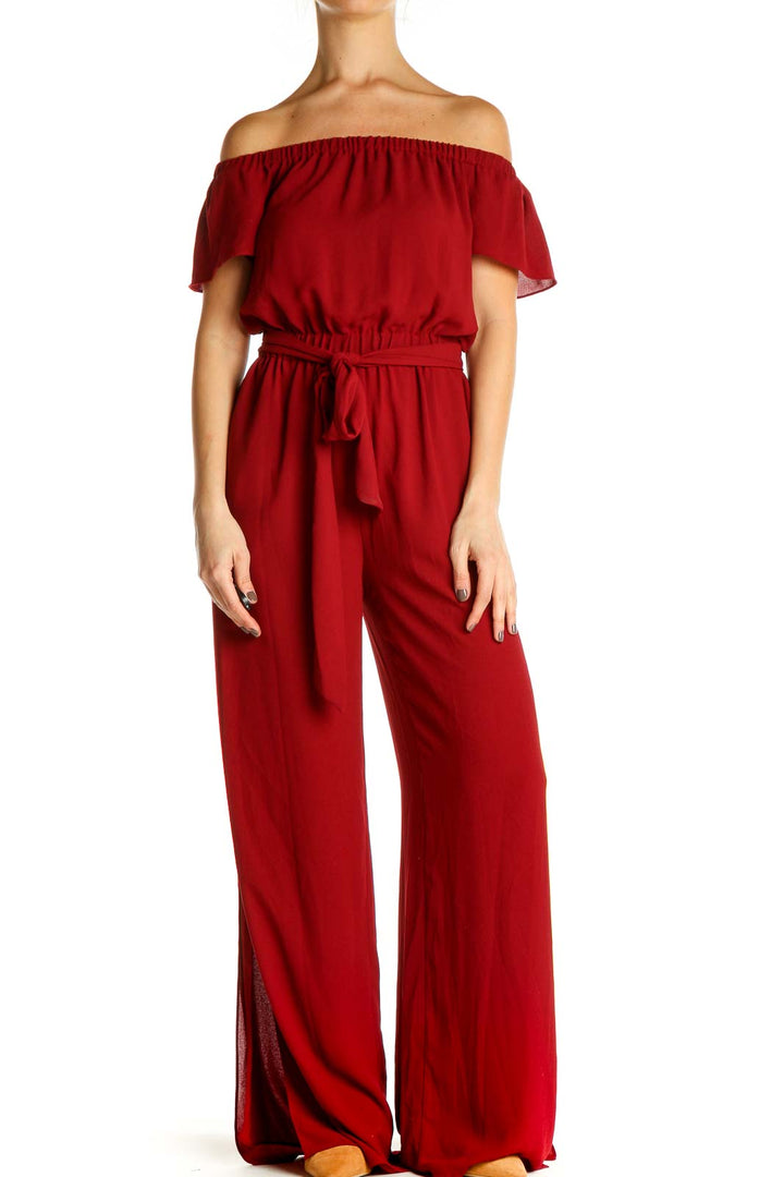 Red Solid Jumpsuit