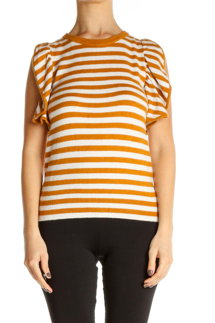 Orange Striped All Day Wear T-Shirt