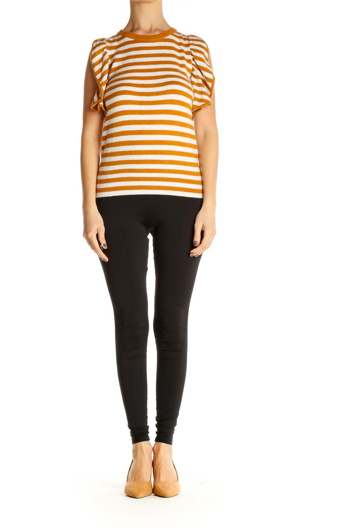 Orange Striped All Day Wear T-Shirt