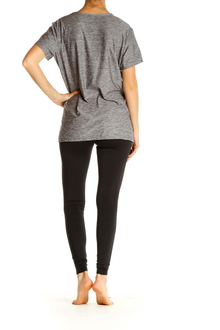 Gray Textured Casual T-Shirt