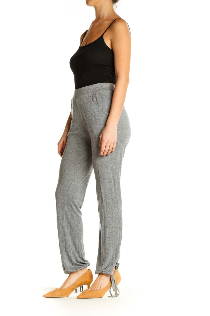 Gray Textured Casual Sweatpants