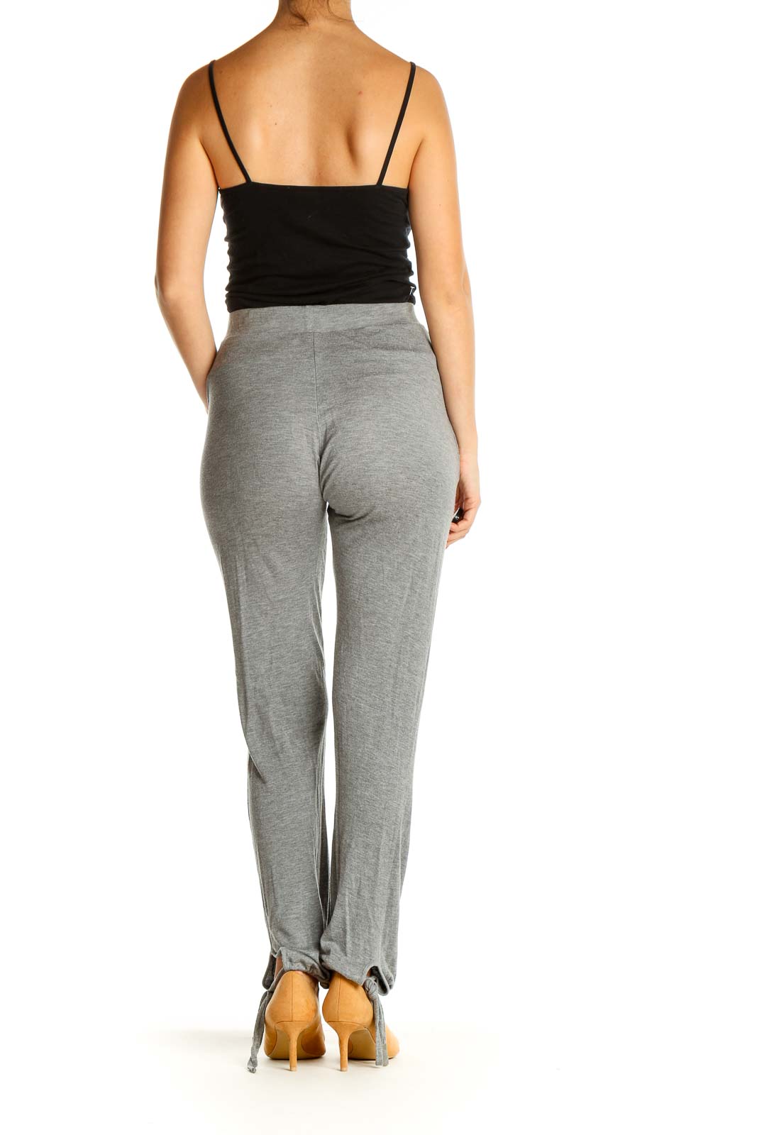 Gray Textured Casual Sweatpants