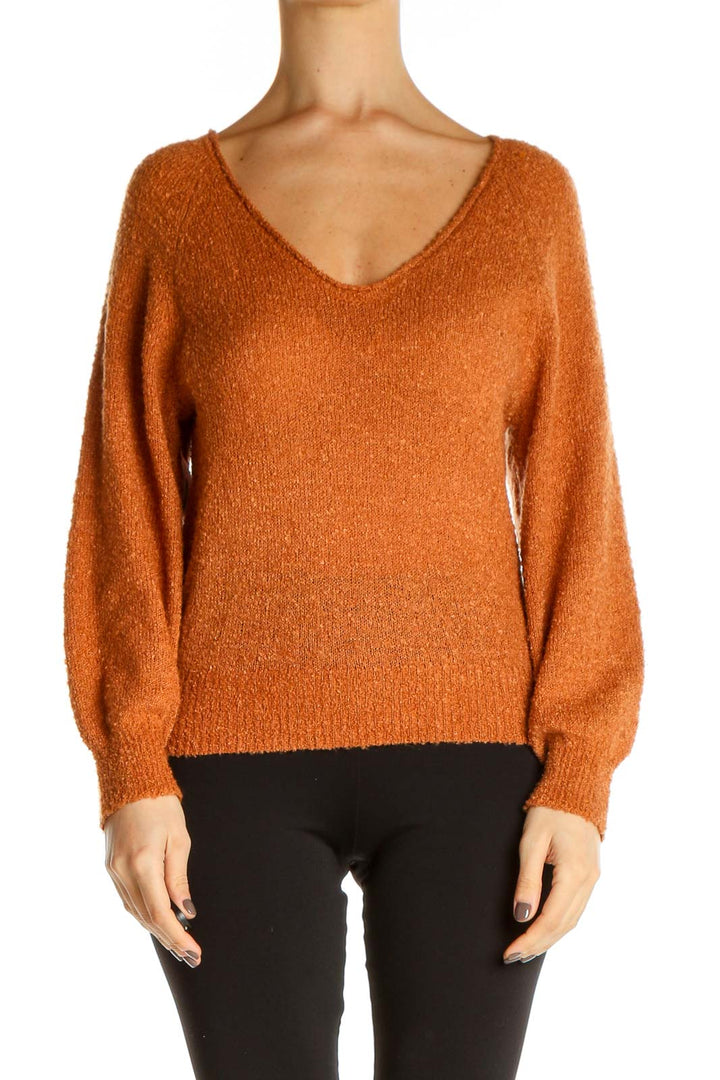 Orange Textured All Day Wear Sweater