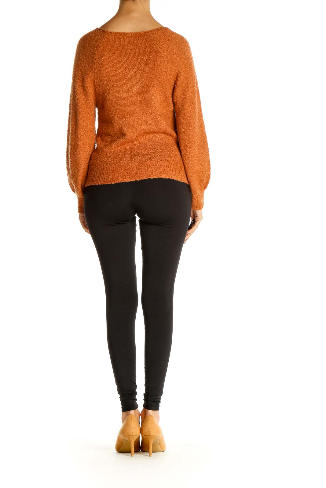 Orange Textured All Day Wear Sweater