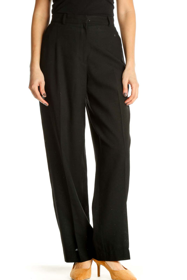 Black Solid Classic Trousers