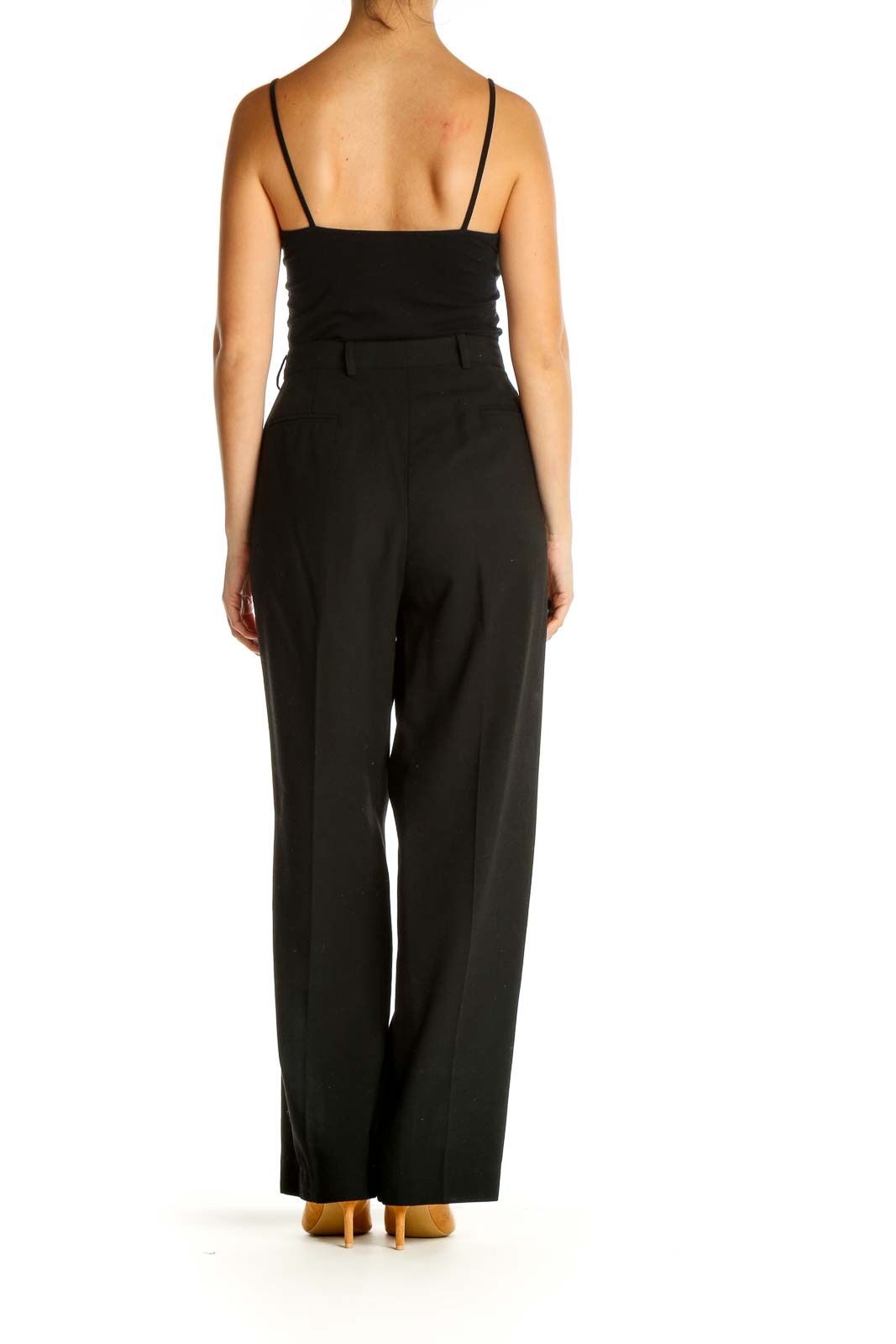 Black Solid Classic Trousers