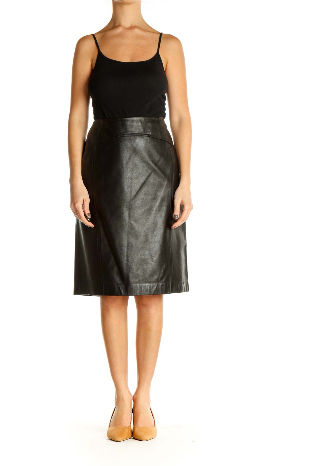 Black Solid Chic A-Line Skirt