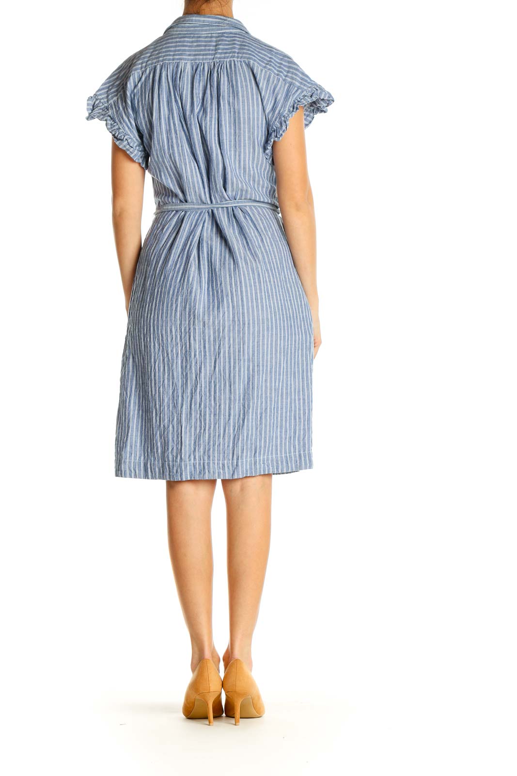 Blue Striped Fit & Flare Dress