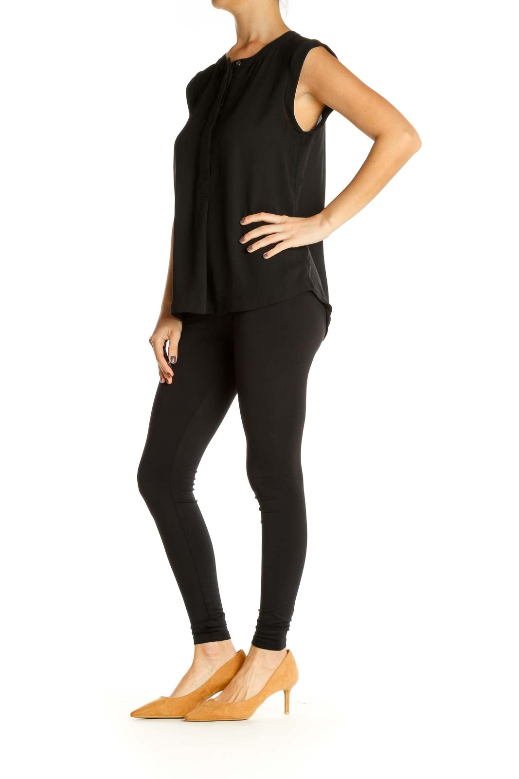 Black Solid Casual Blouse