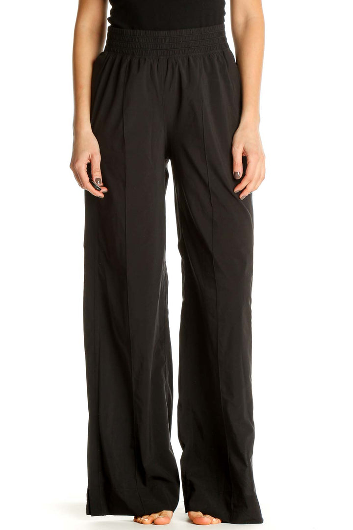 Black Solid Classic Trousers