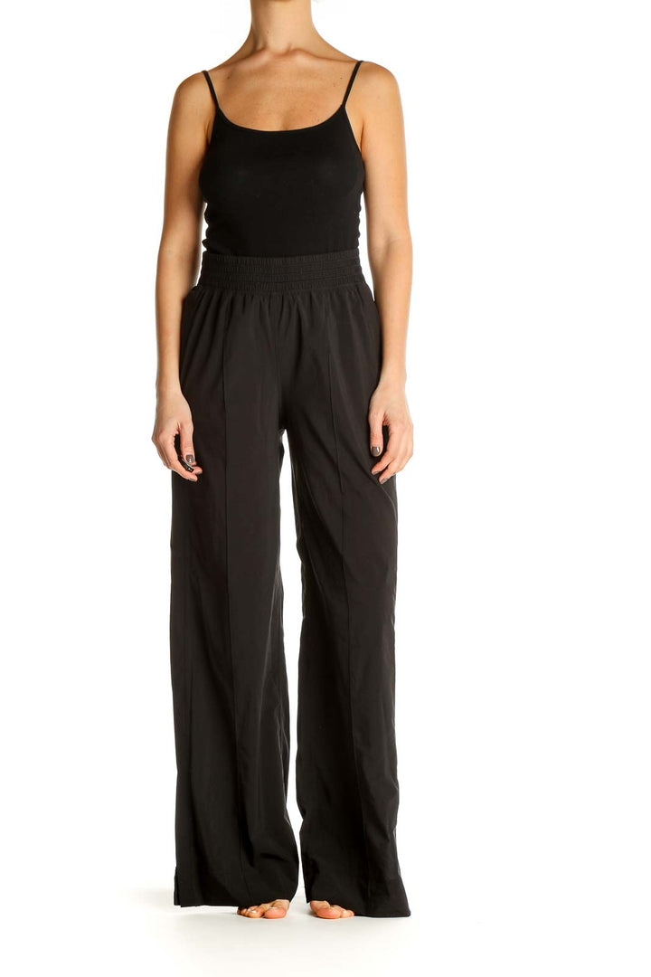 Black Solid Classic Trousers