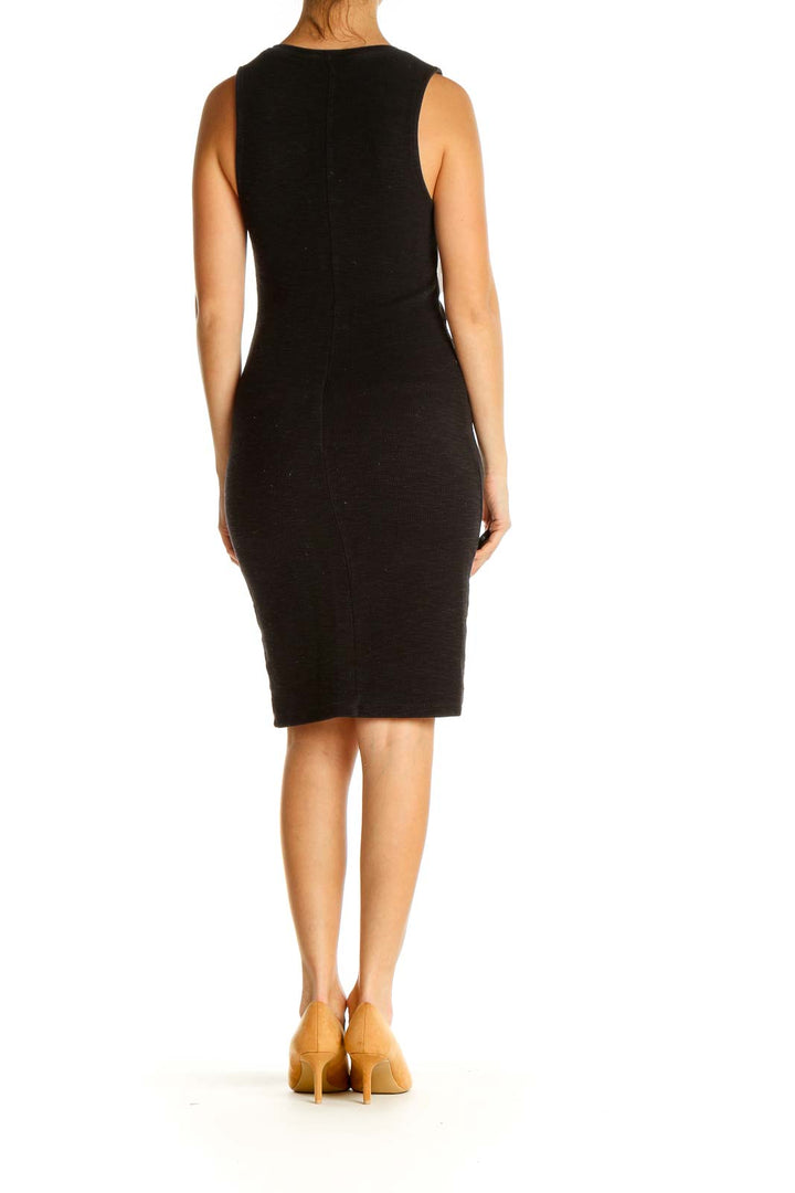 Black Solid Work Sheath Dress