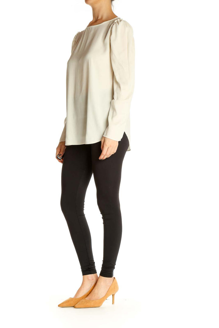 Beige Solid Brunch Blouse