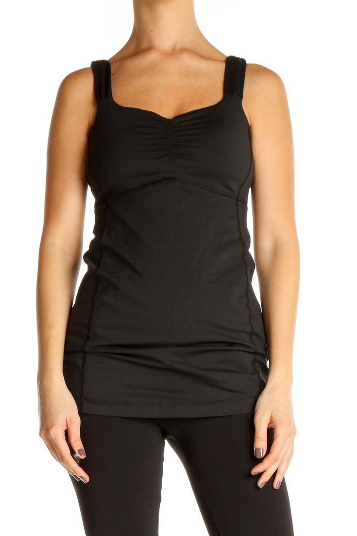 Black Solid Activewear Top